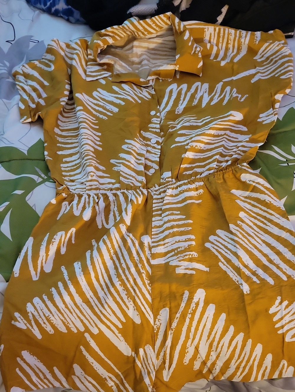 Yellow and White Patterned Dress